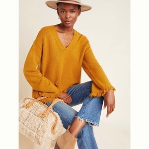 Anthropologie neck fringe sweater